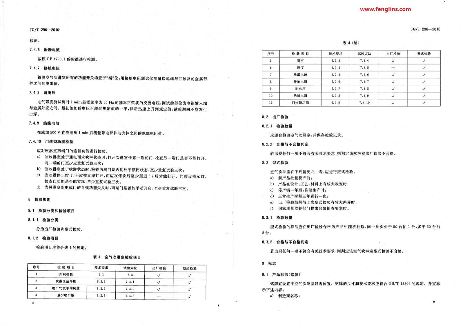 JG∕T 296-2010空氣吹淋室標準（風淋室行業規范）